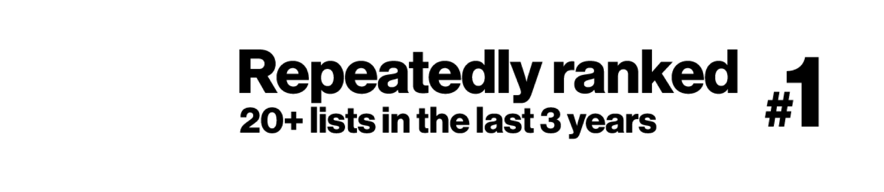 Repeatedly ranked #1 on 20+ lists in the last 3 years