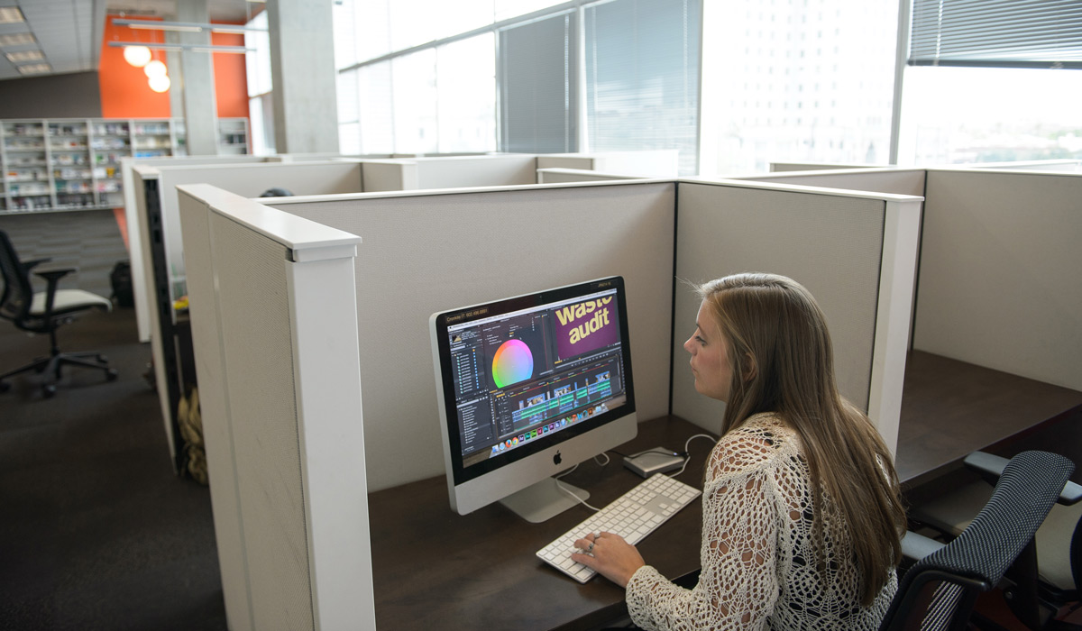 Marketing intern creating a video for social media