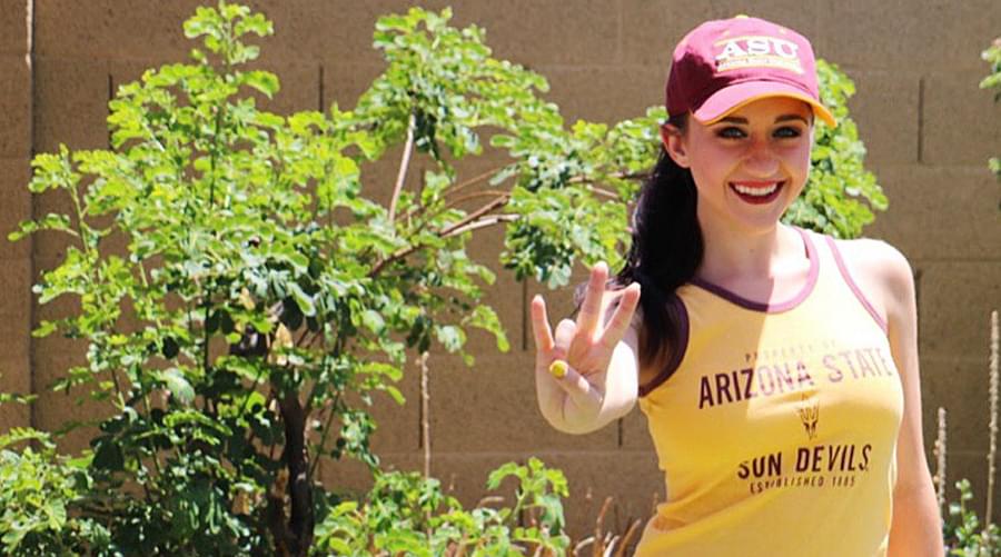 ASU Online student, Ashley Wineland, showing off her Sun Devil spirit.
