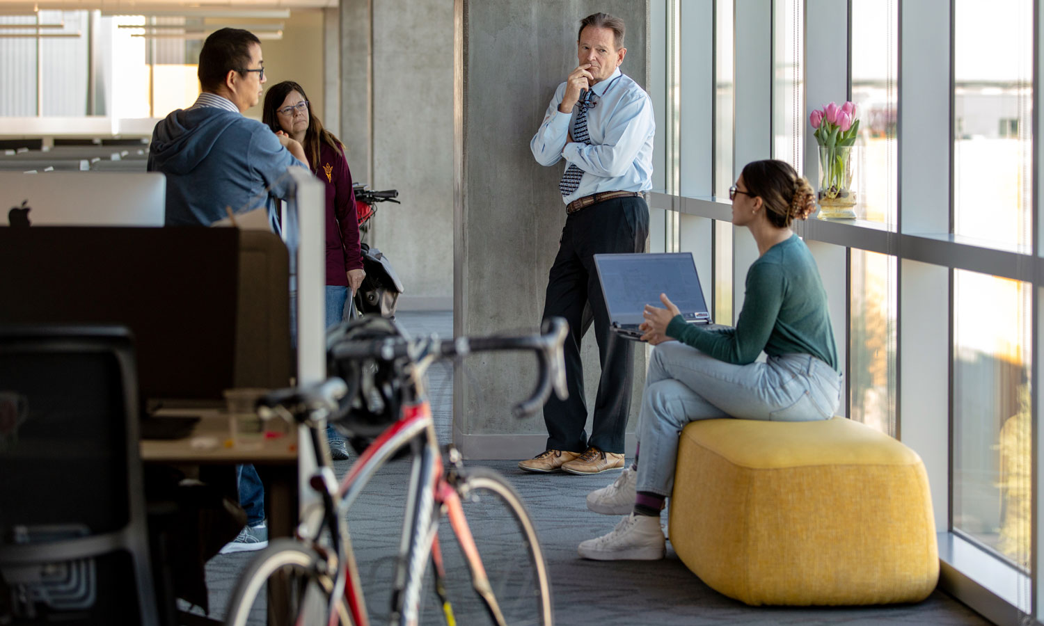 A group of global security students participate in an important discussion.